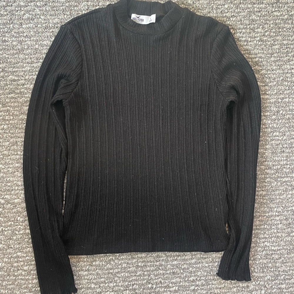 Hollister Black Lightweight Sweater Ribbed Knit